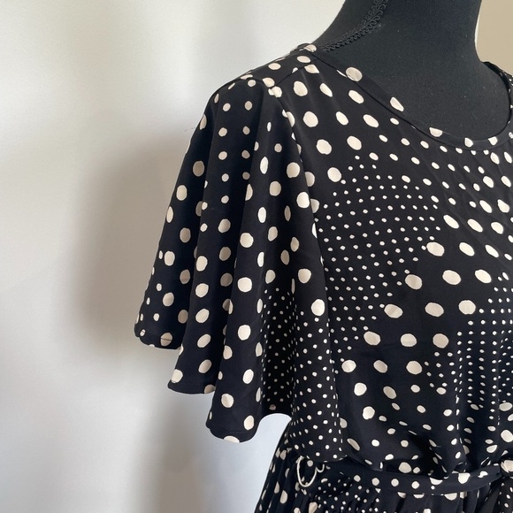 Ces Femme Polka Dot Fit & Flare Blue and White Dress - Picture 3 of 7